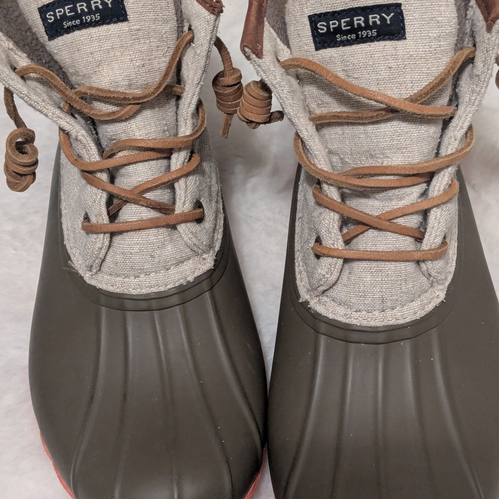 Sperry Women’s Duck Boots Size 8 Waterproof Canvas Rubber Side Zip Insulated
